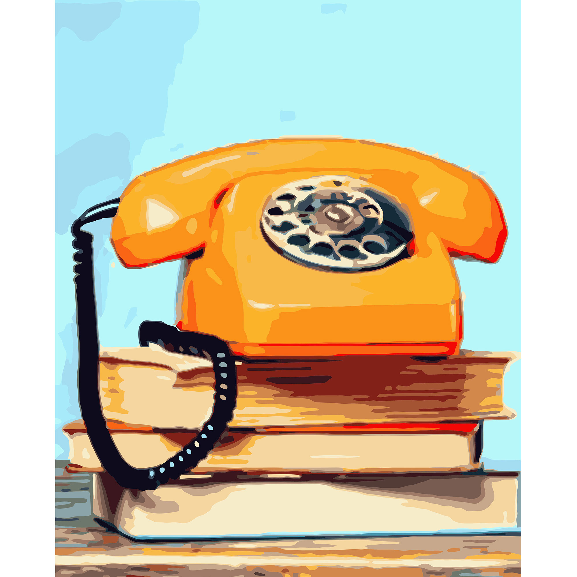 Картина за номерами Strateg ПРЕМІУМ Жовтий телефон з лаком розміром 40х50 см VA-3185