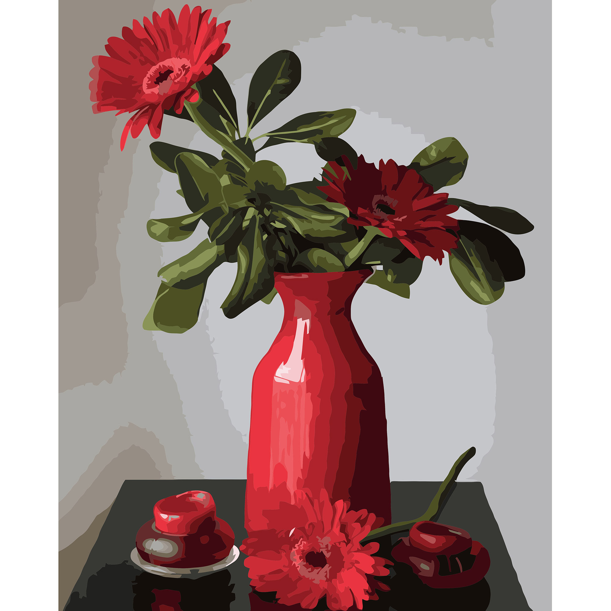 Червоні Гербери з лаком см VA-3196