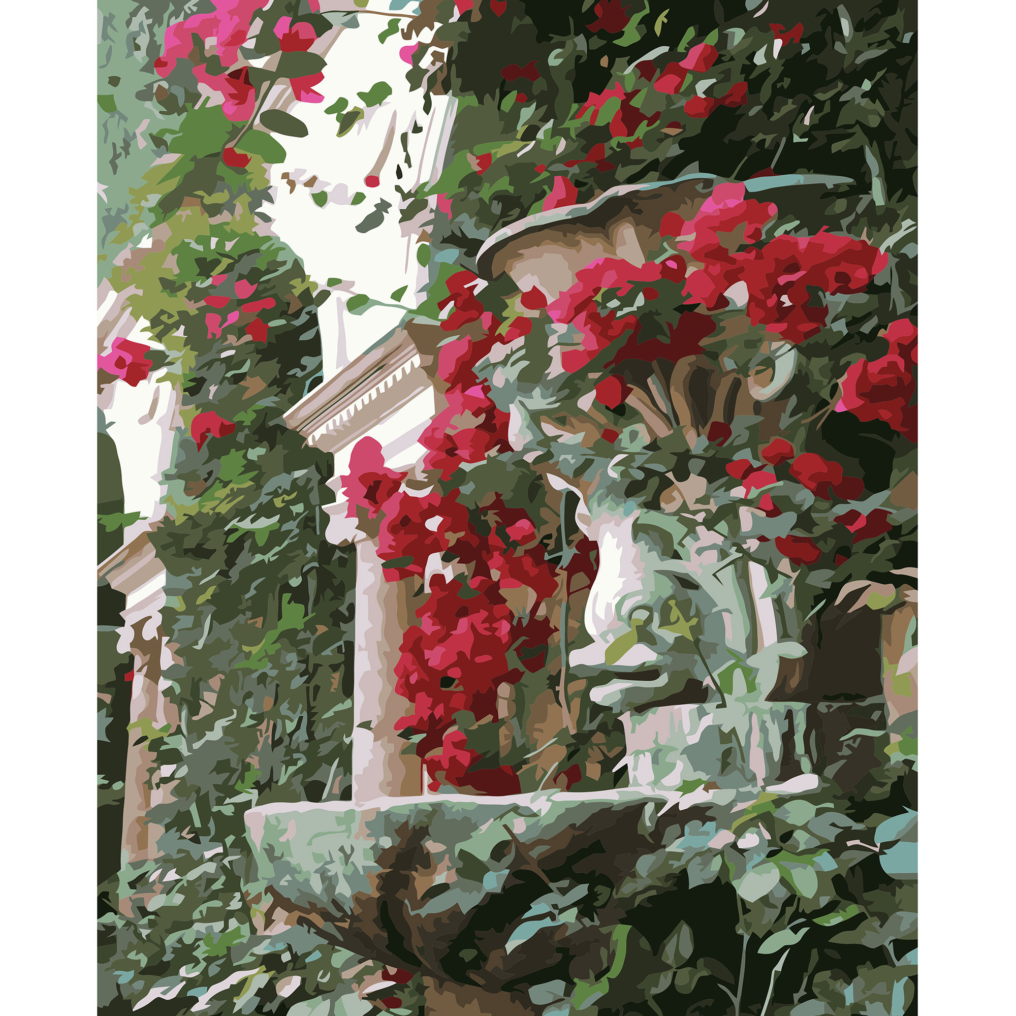 Картина за номерами Strateg ПРЕМІУМ Сад червоних квітів з лаком та рівнем розміром 40х50 см VA-3217