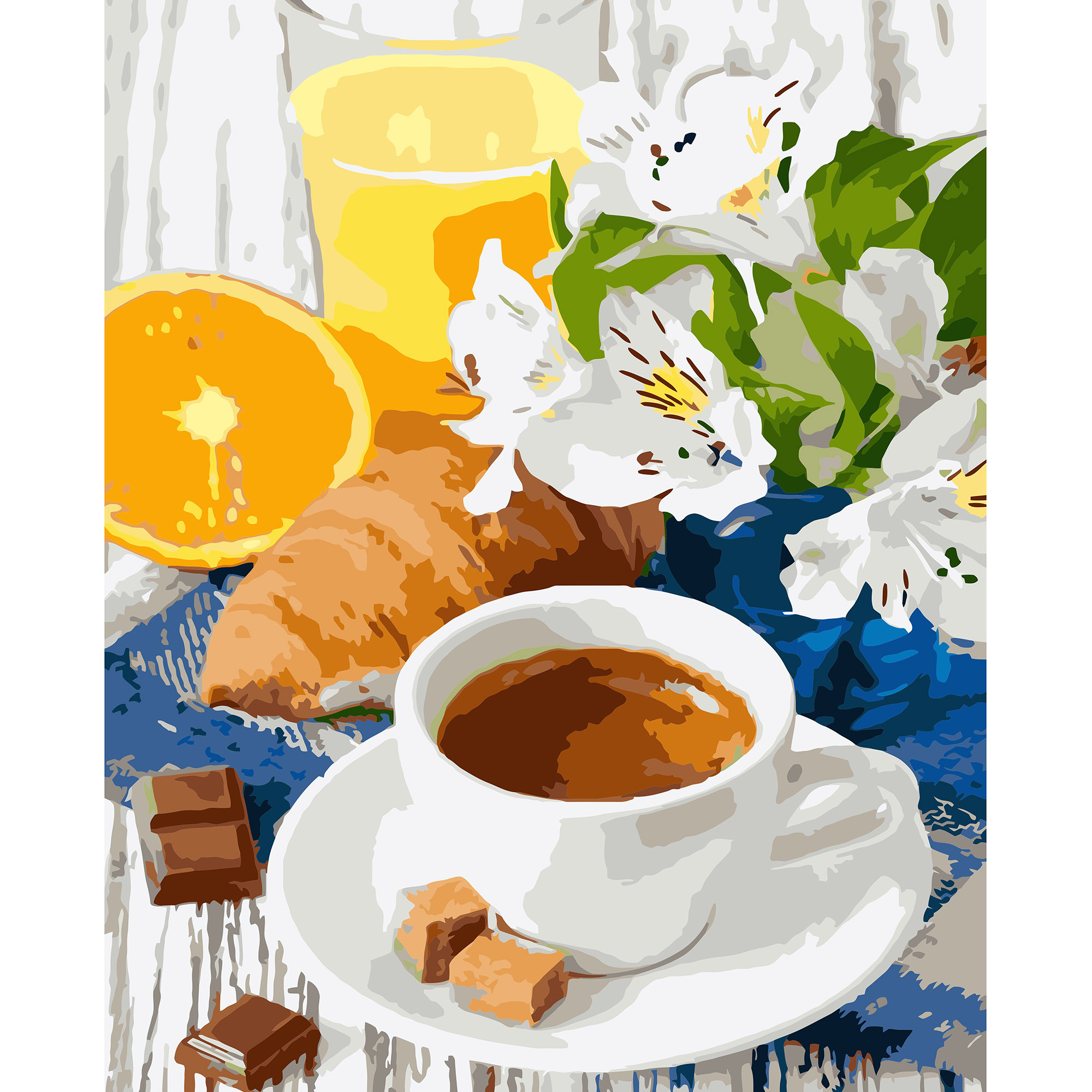 Paint by number Tea, juice and croissant, 40x50 cm
