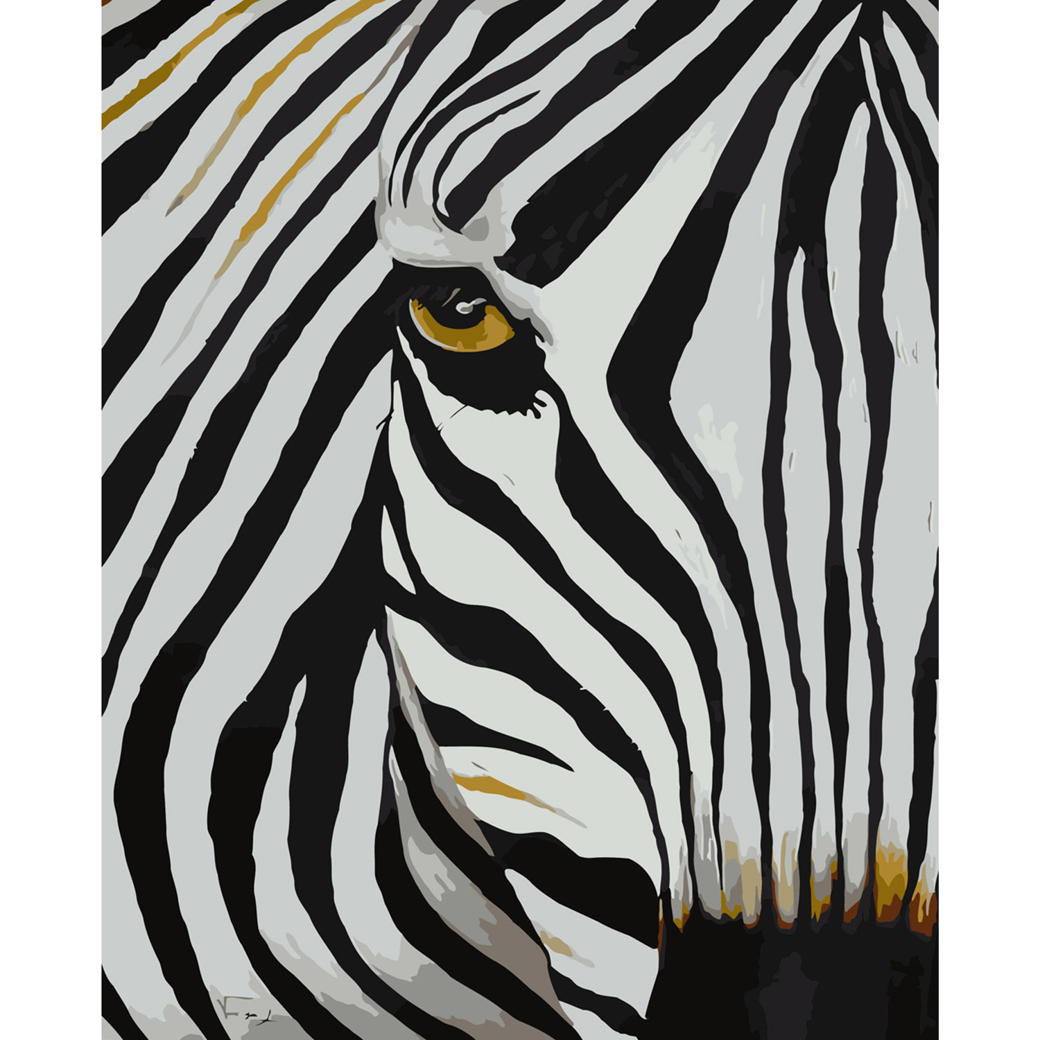 Картина за номерами Strateg ПРЕМІУМ Погляд зебри з лаком розміром 40х50 см SY6026