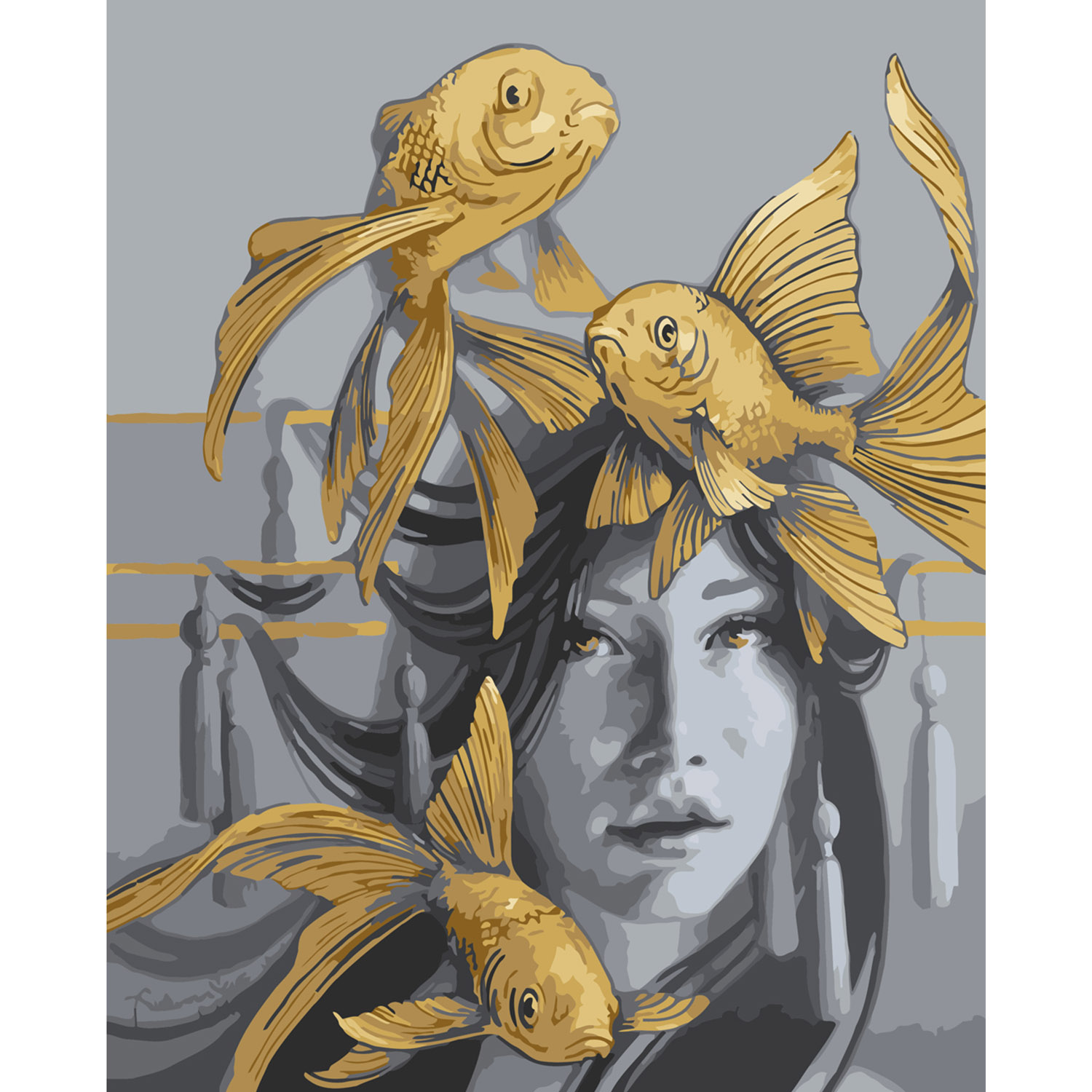 Paint by number Premium Exclusive Golden fish, 40x50 cm
