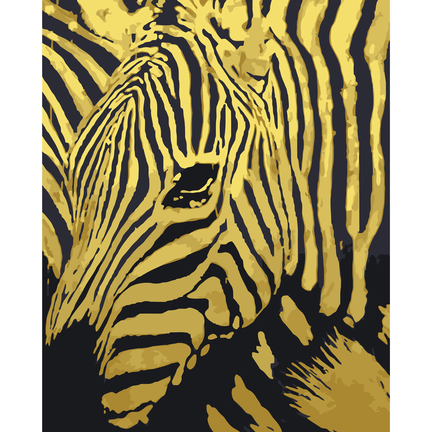 Картина за номерами Strateg ПРЕМІУМ Золота зебра з лаком та рівнем розміром 40х50 см SY6030