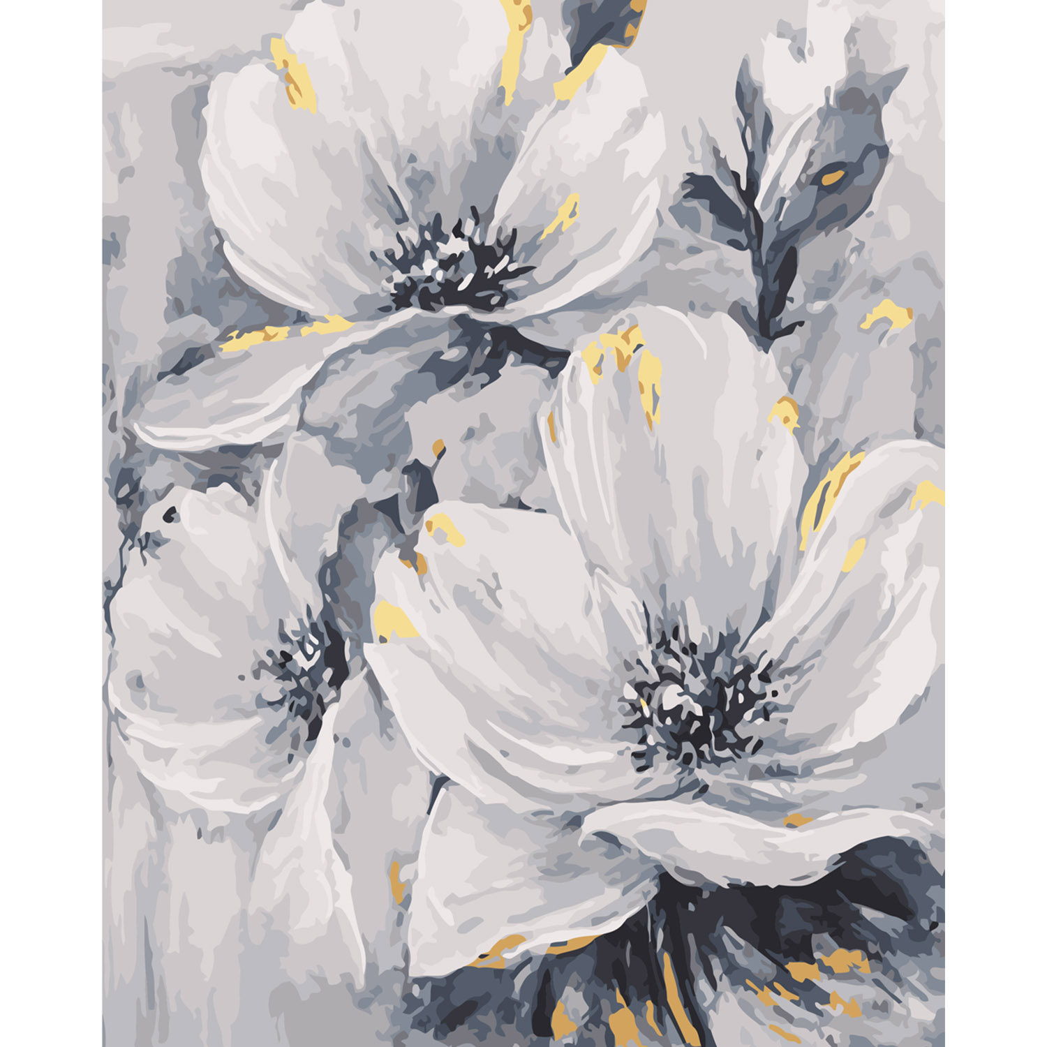 Картина по номерам ПРЕМИУМ Белые цветы с лаком и уровнем 40х50 см SY6032