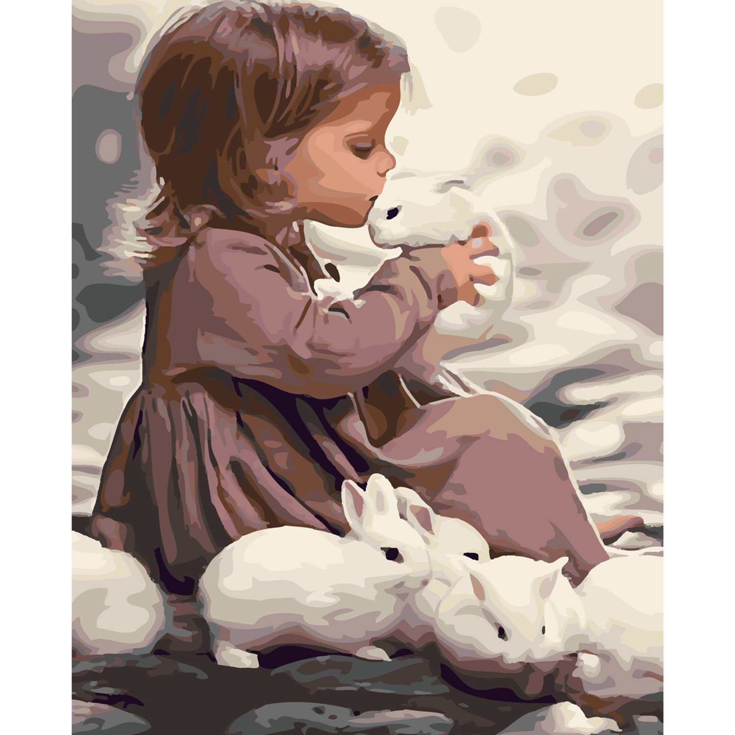Paint by number Premium with varnish and level Girl with rabbits, 40x50 cm