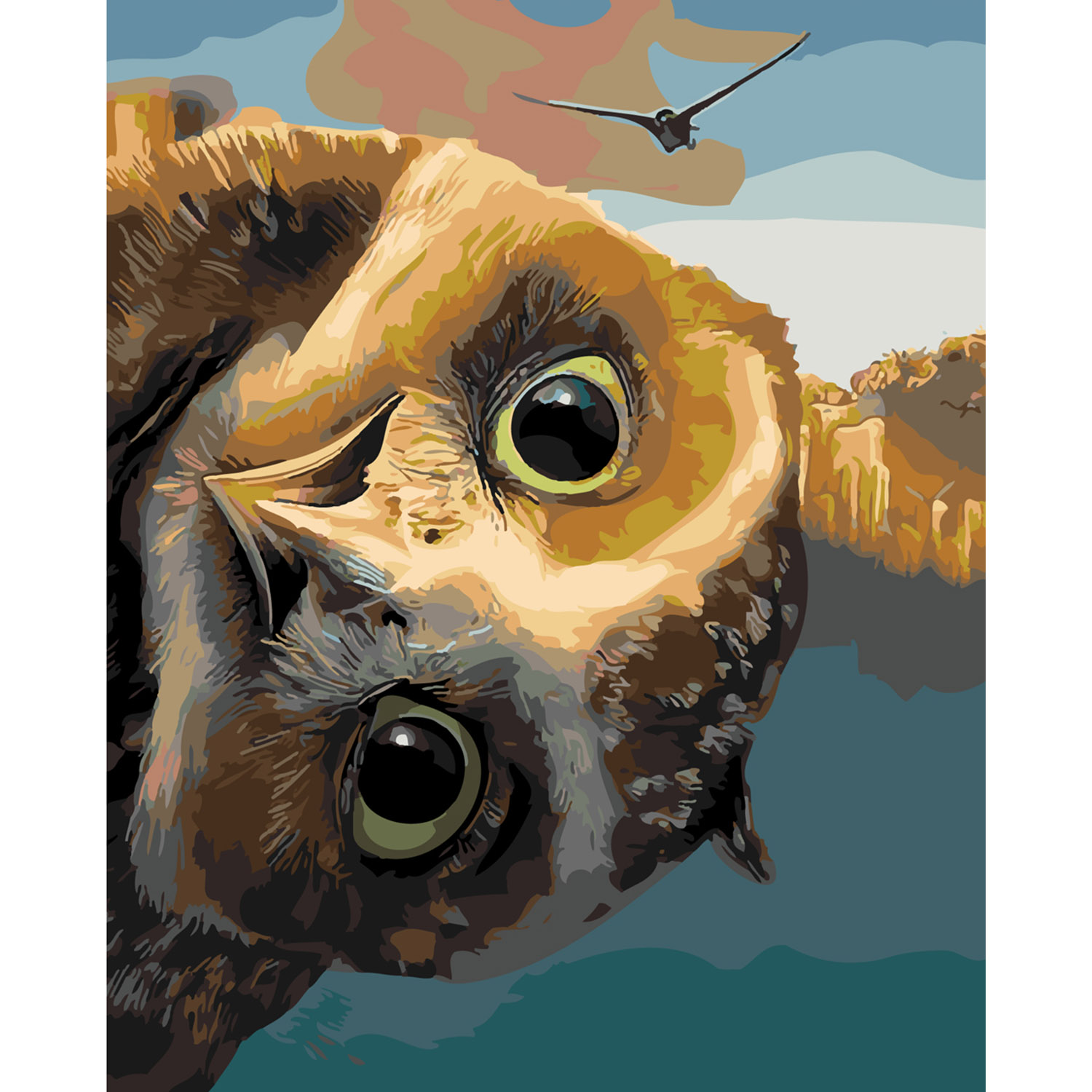 Картина по номерам Strateg ПРЕМИУМ Веселая сова с лаком размером 40х50 см SY6202