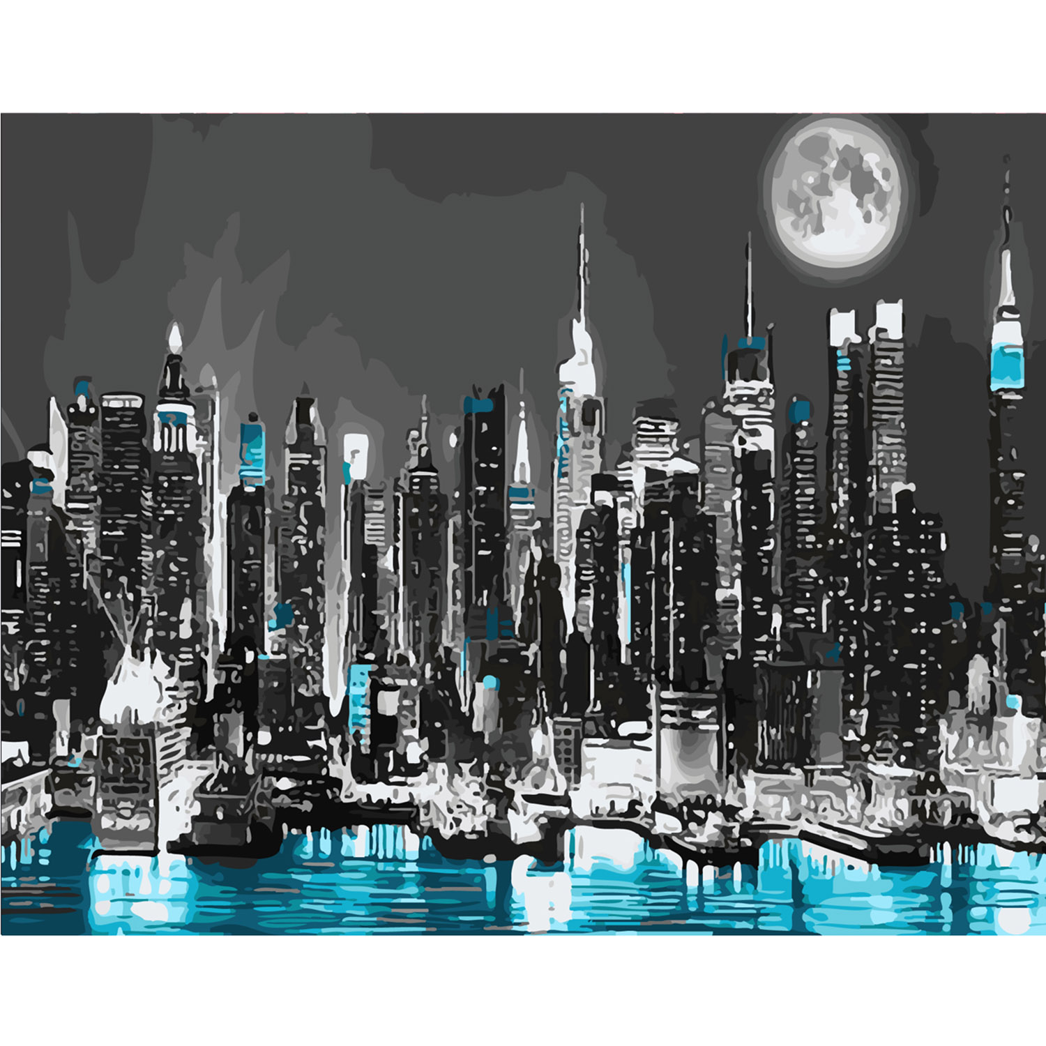 Картина за номерами Strateg ПРЕМІУМ New York City з лаком розміром 40х50 см SY6209