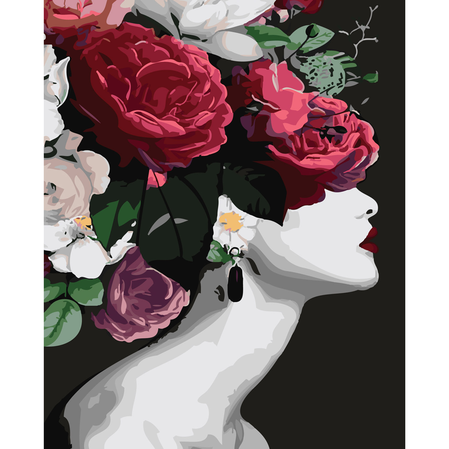 Картина за номерами Strateg ПРЕМІУМ Виразні квіти з лаком розміром 40х50 см SY6224