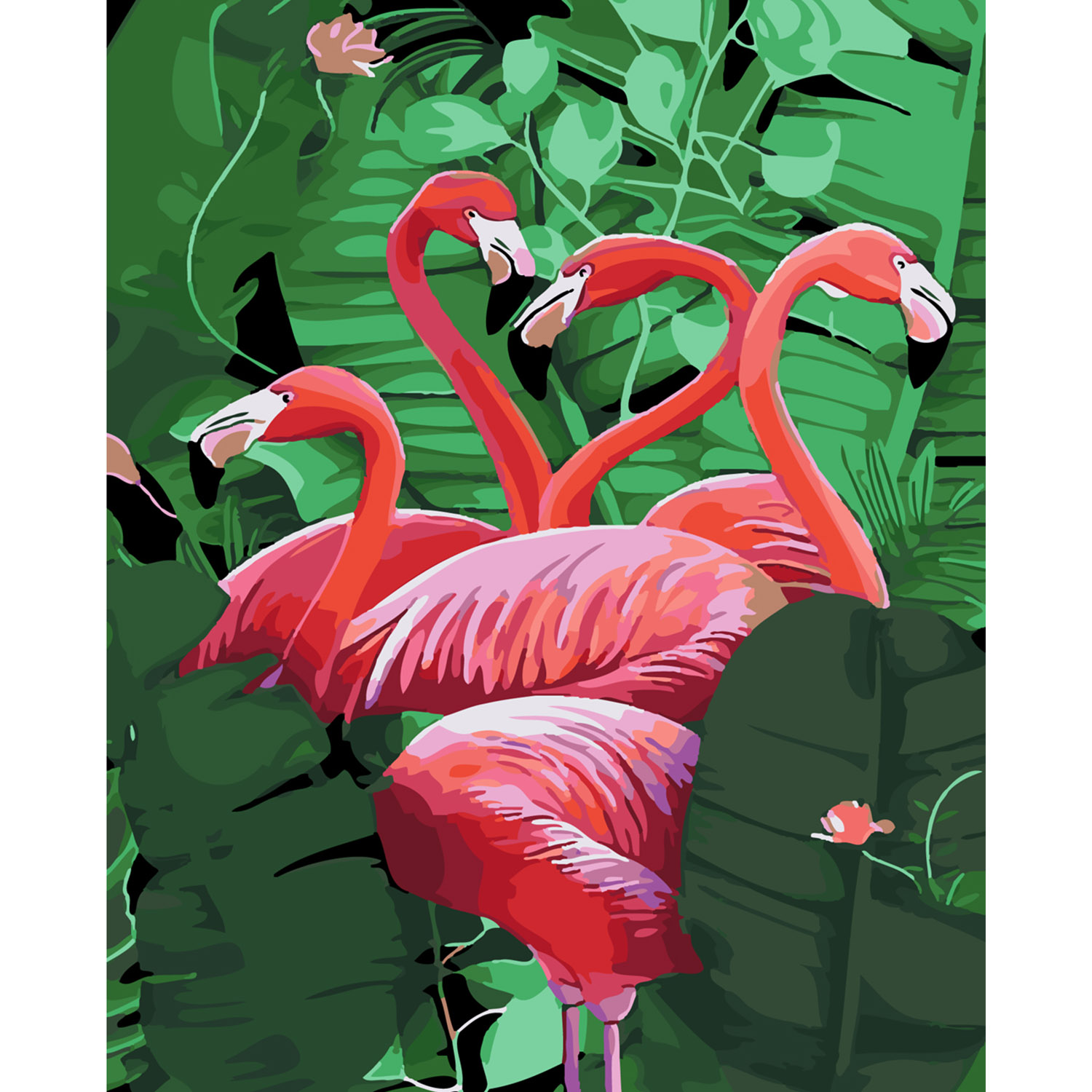 Картина за номерами Strateg ПРЕМІУМ Рожеві фламінго з лаком розміром 40х50 см SY6266