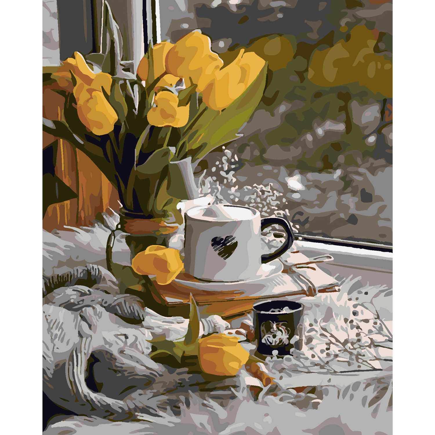 Картина по номерам Strateg ПРЕМИУМ Желтые тюльпаны с лаком размером 40х50 см SY6273