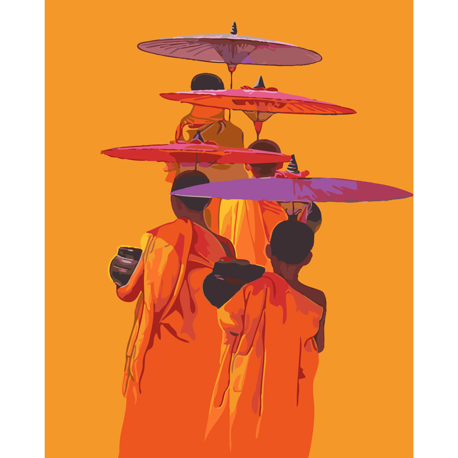 Картина за номерами Strateg ПРЕМІУМ Монахи Тібету з лаком та рівнем розміром 40х50 см SY6284