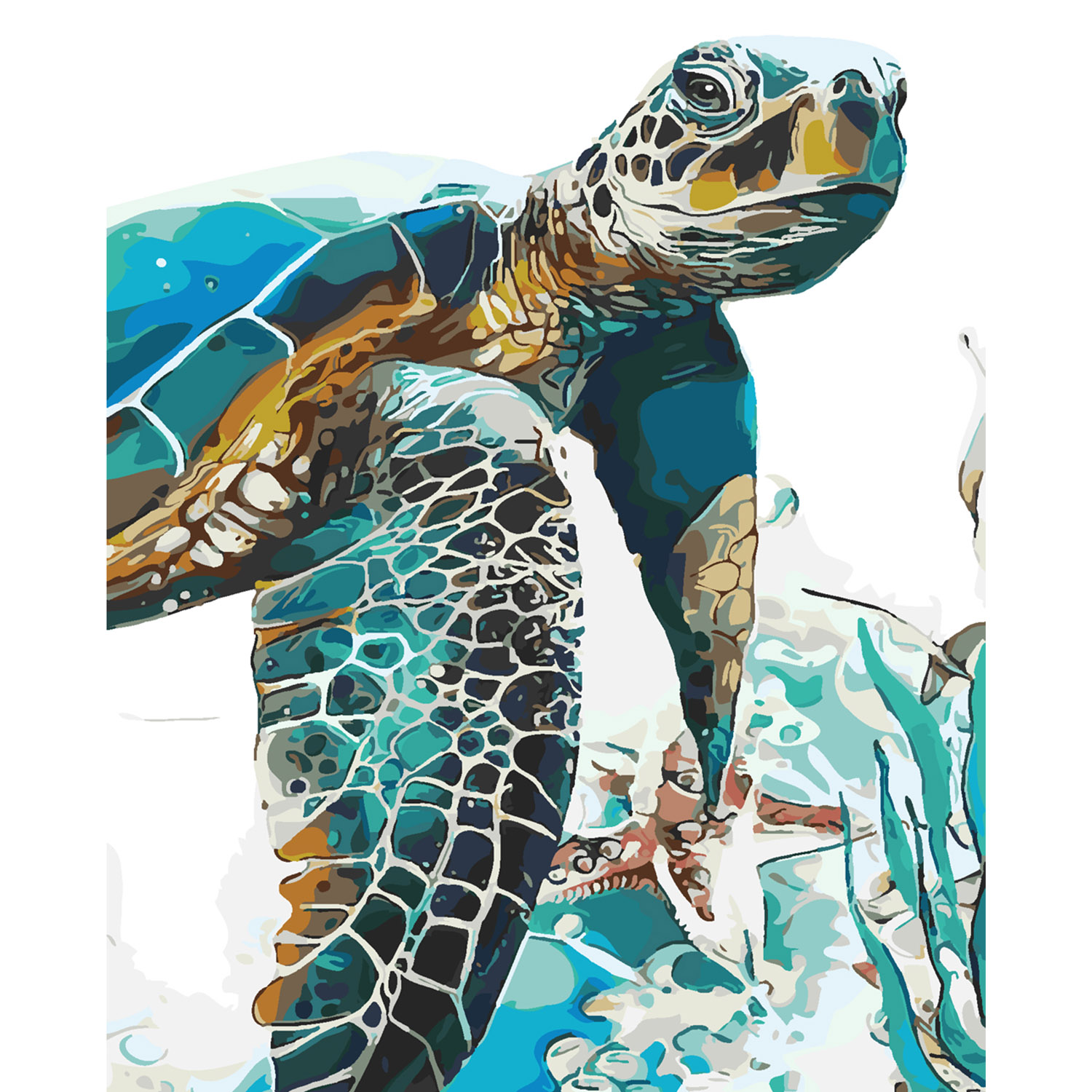 Картина по номерам Strateg ПРЕМИУМ Яркая черепаха с лаком размером 40х50 см SY6300
