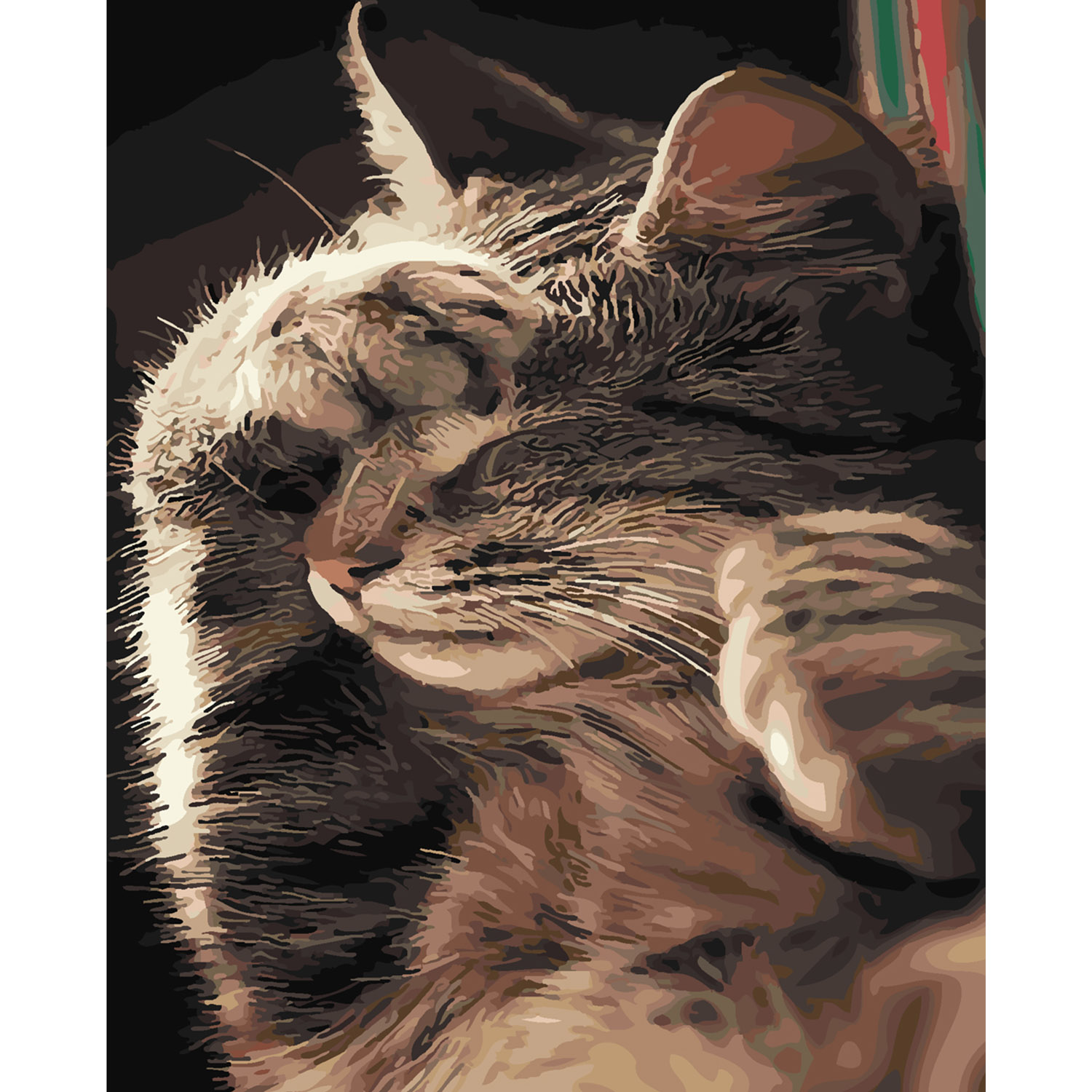 Картина за номерами Strateg ПРЕМІУМ Сонне кошеня з лаком розміром 40х50 см SY6317