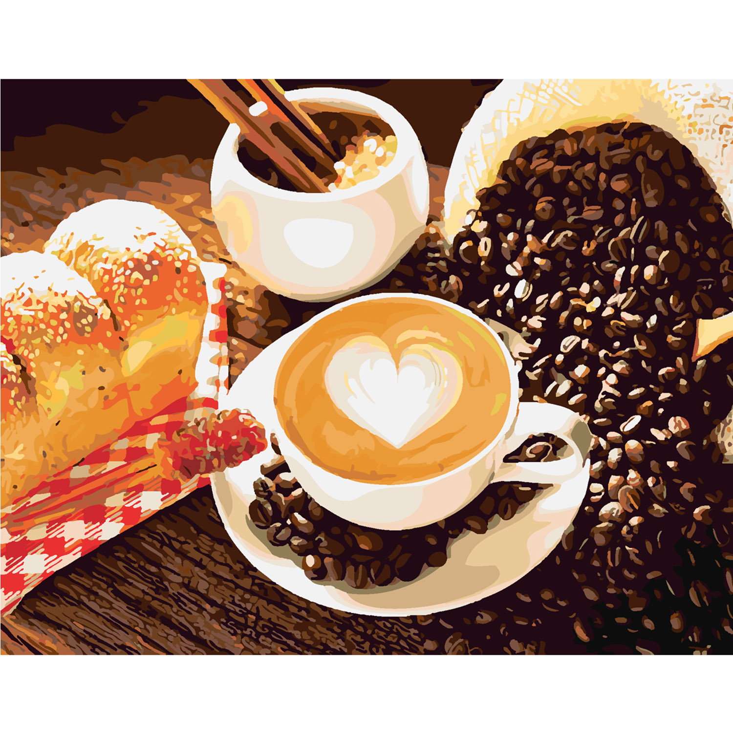 Malen nach Zahlen Strateg PREMIUM Kaffee mit Liebe mit Lackgröße 40x50 cm SY6321