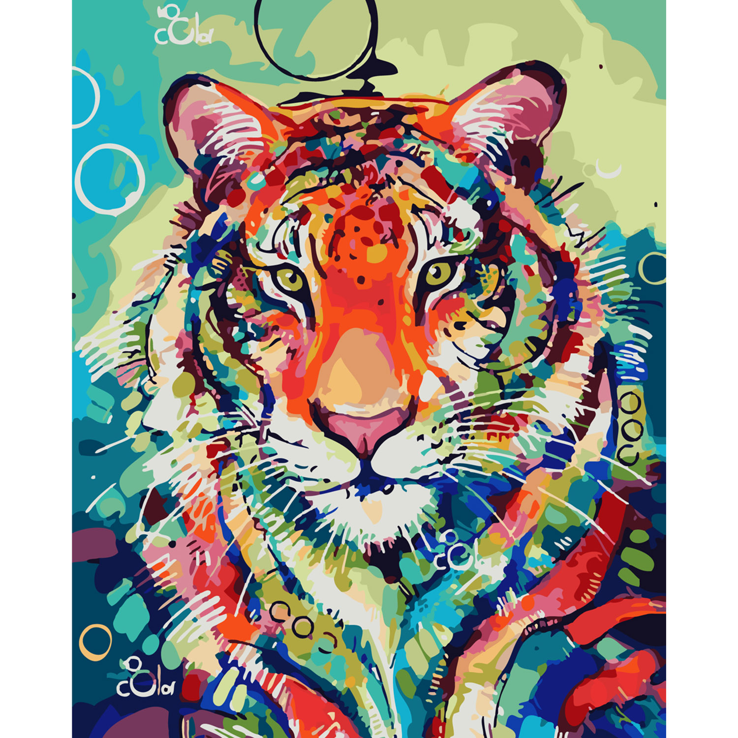 Картина за номерами Strateg ПРЕМІУМ Мальований тигр з лаком розміром 40х50 см SY6326