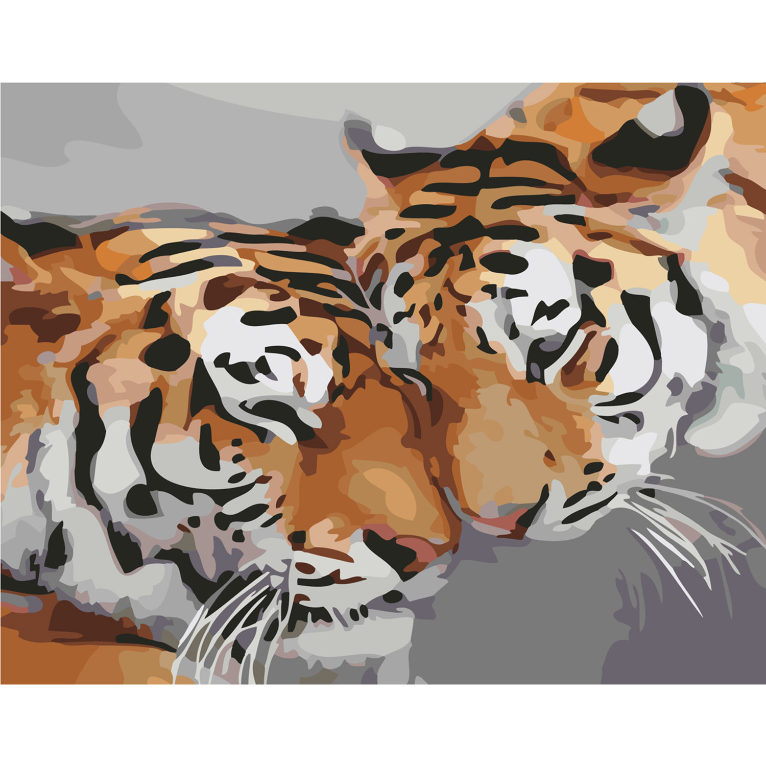 Malen nach Zahlen Strateg PREMIUM Tiger Zärtlichkeit mit Lackgröße 40x50 cm SY6339