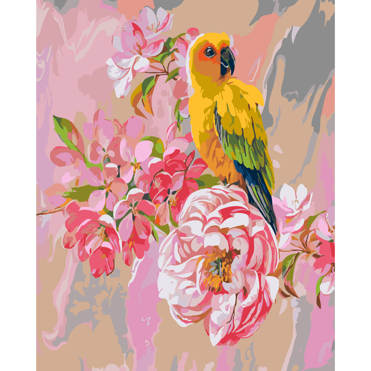 Картина за номерами Strateg ПРЕМІУМ Акварельний папужка з лаком та рівнем розміром 40х50 см SY6369
