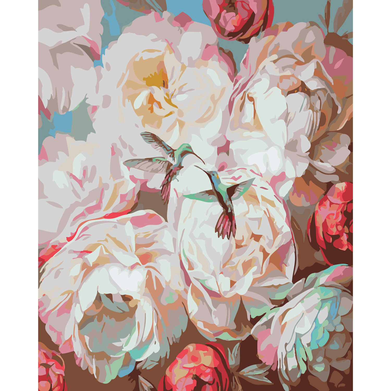 Paint by number Premium with varnish and level Tenderness of peonies, 40x50 cm