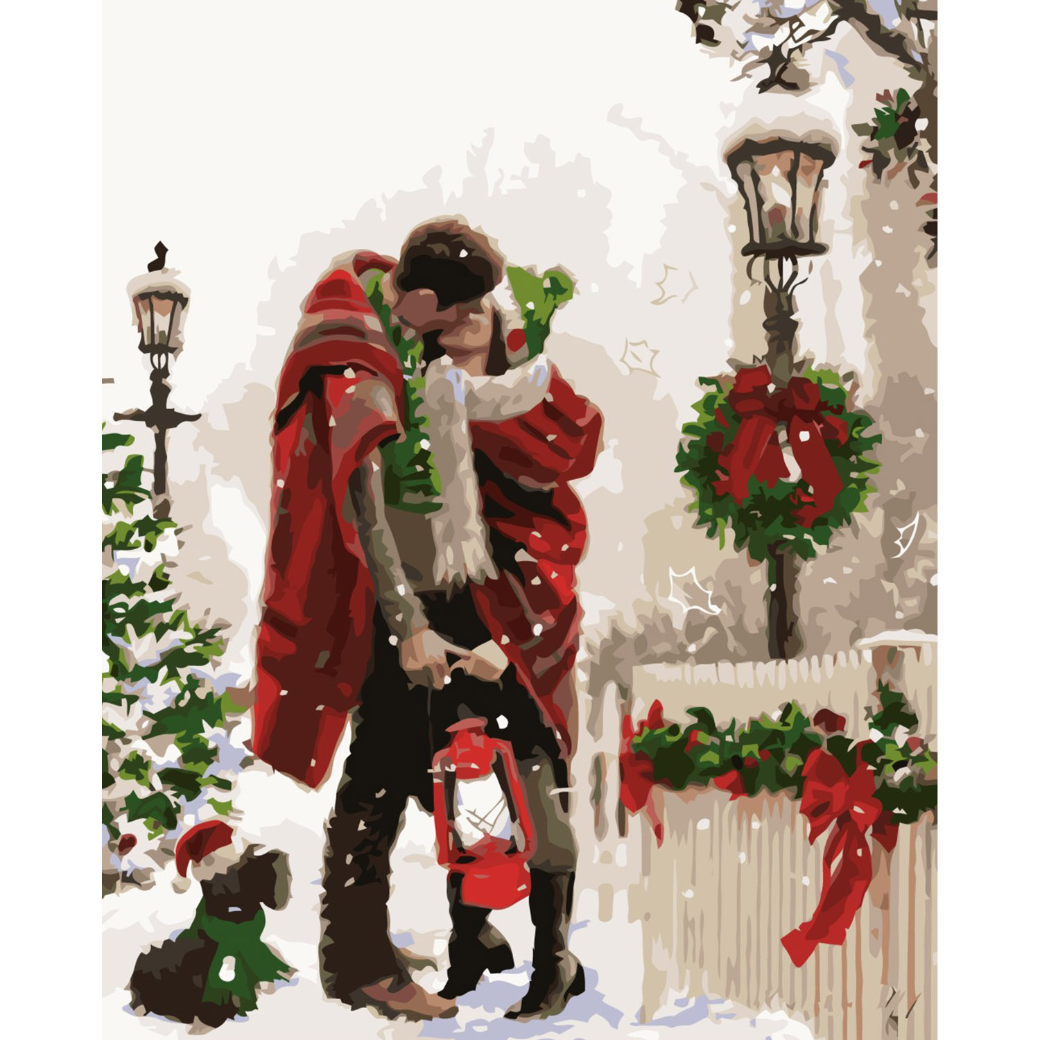 Картина за номерами Strateg ПРЕМІУМ Зимовий поцілунок з лаком розміром 40х50 см VA-1863