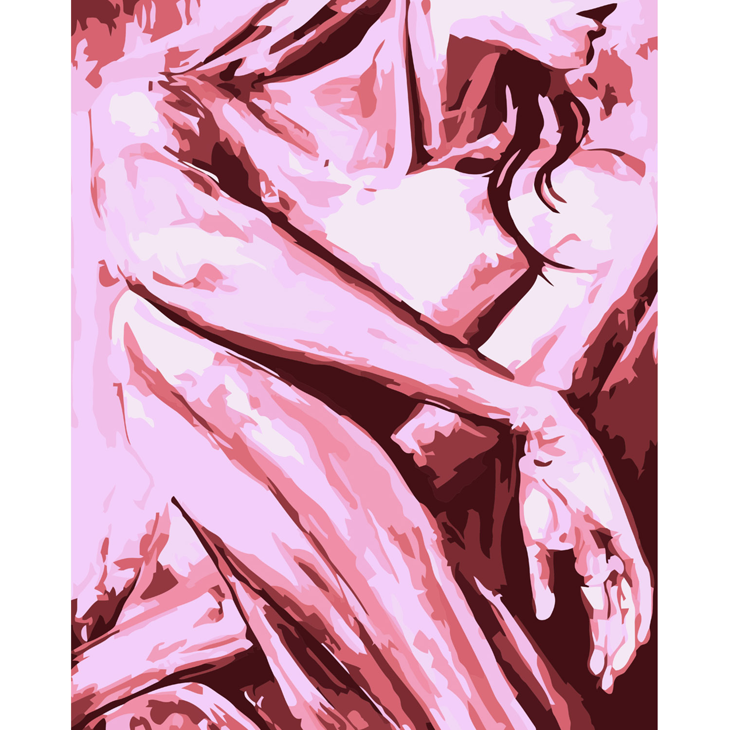 Картина за номерами Strateg ПРЕМІУМ Тіло у рожевих тонах з лаком та рівнем розміром 40х50 см VA-3046