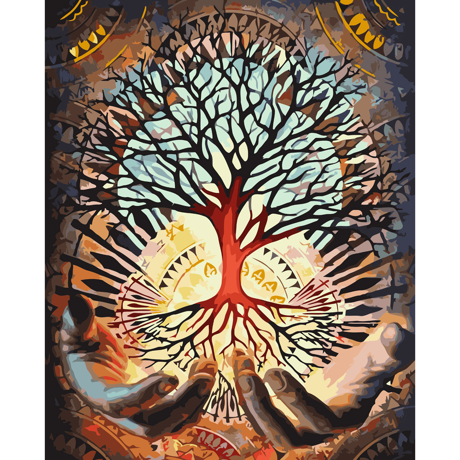 Картина по номерам Strateg ПРЕМИУМ Дерево жизни с лаком размером 40х50 см VA-3084