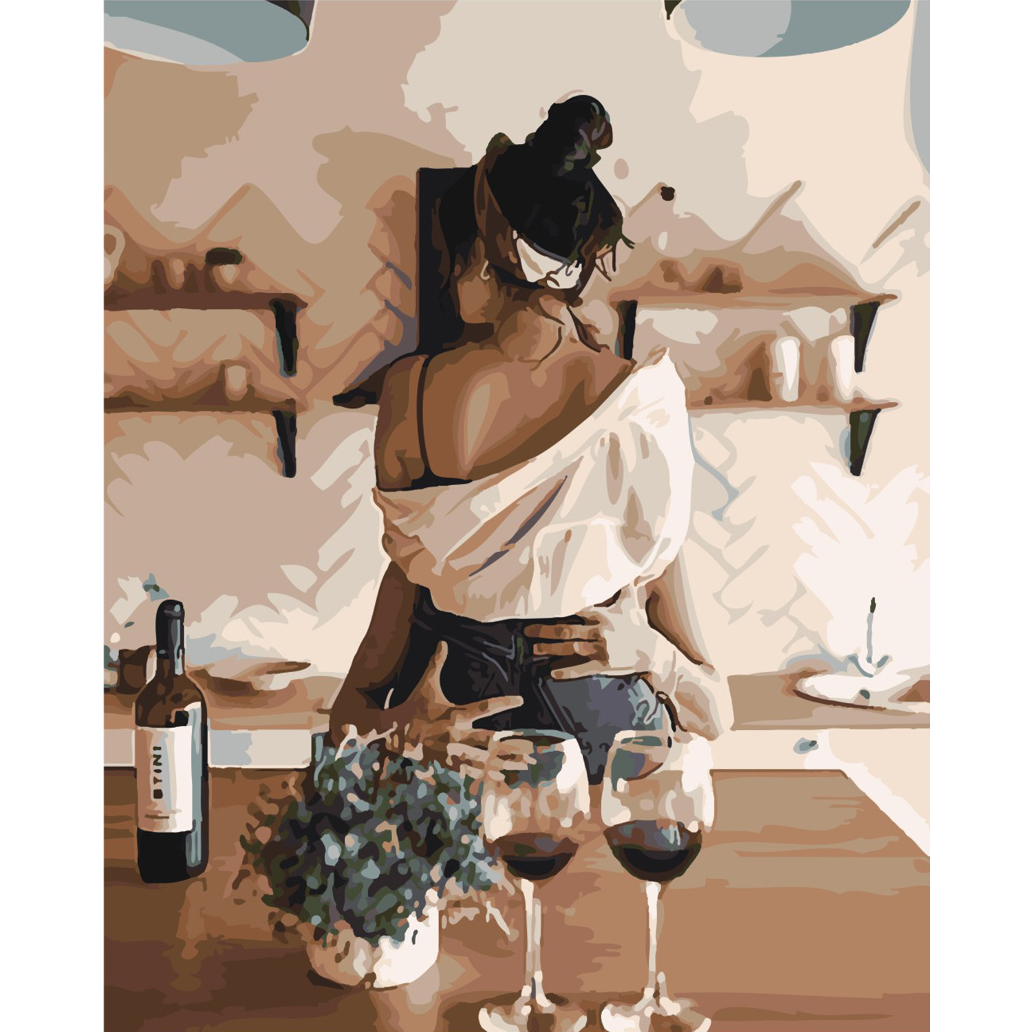 Картина за номерами Strateg ПРЕМІУМ Кохання та вино з лаком розміром 40х50 см SY6374