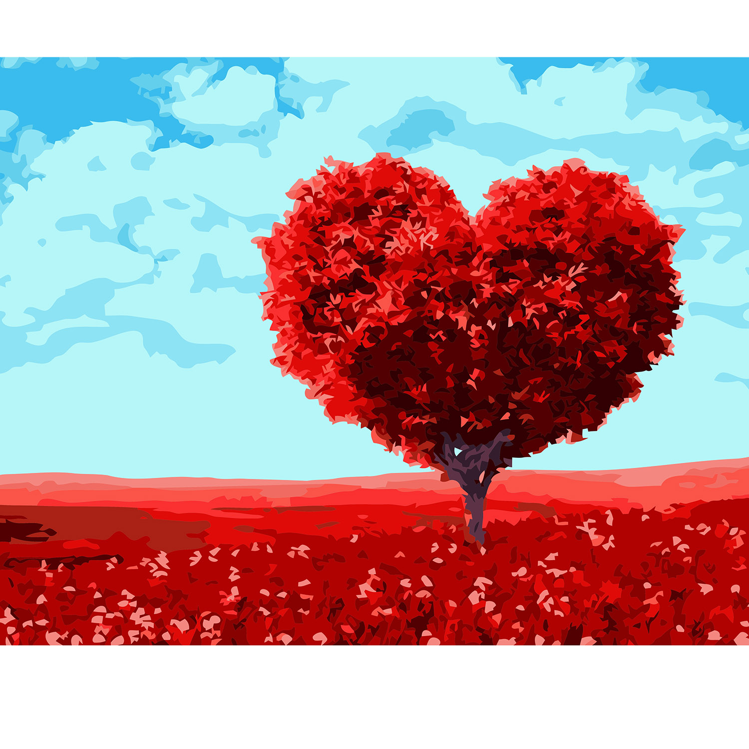 Картина за номерами Strateg ПРЕМІУМ Дерево-серце з лаком розміром 40х50 см VA-0799