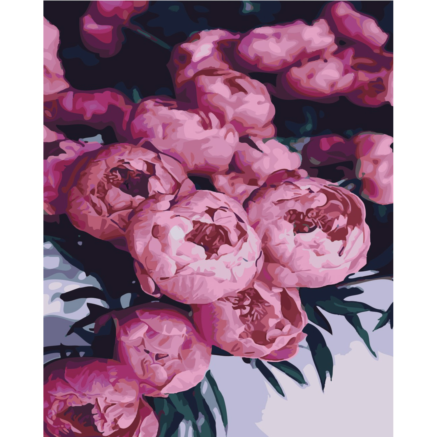 Malen nach Zahlen Strateg PREMIUM Rosa Knospen mit Lackgröße 40x50 cm SY6449