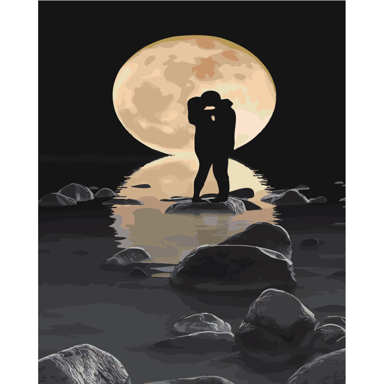Картина по номерам Strateg ПРЕМИУМ В сиянии луны с лаком размером 40х50 см SY6462