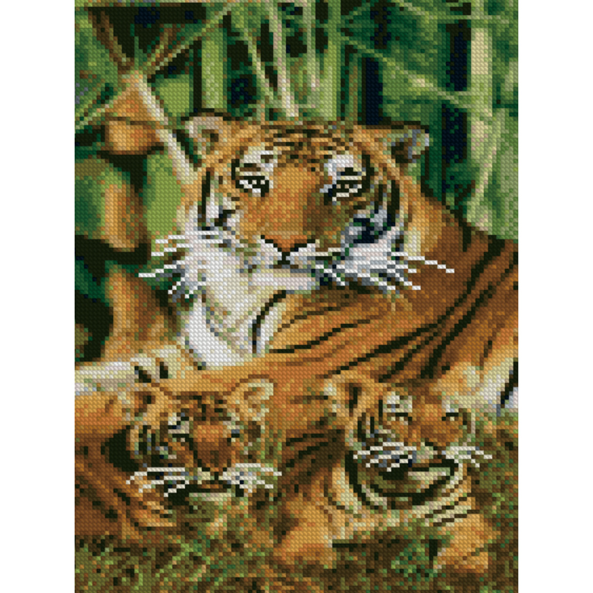 Diamond mosaic Premium HX068 "Tigers among bamboo", size 30x40 cm