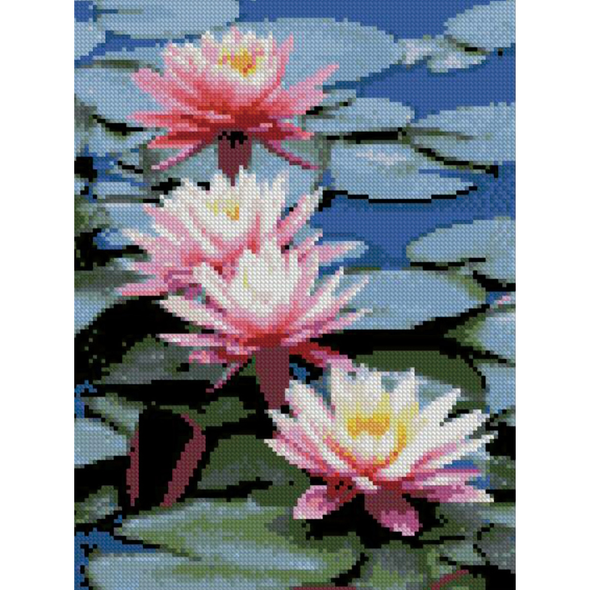 Diamond mosaic Premium HX100 "Pink water lily", size 30x40 cm