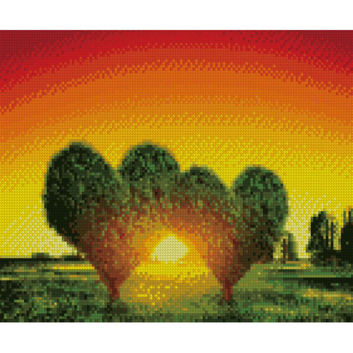 Diamond mosaic Premium HX137 "Hearts-trees", size 30x40 cm