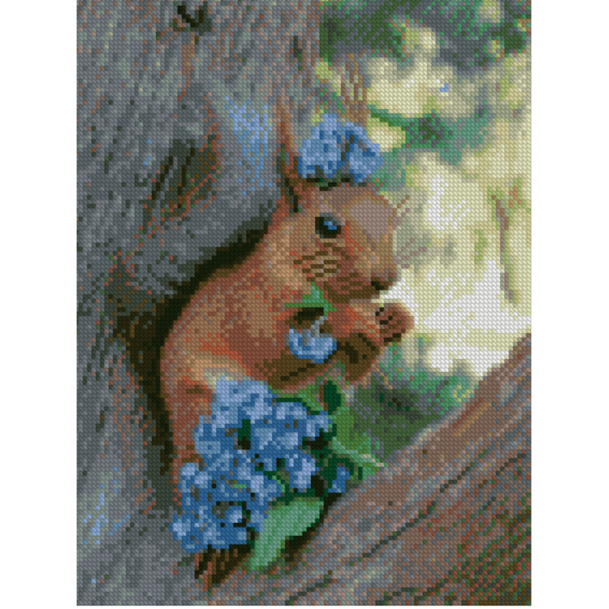Diamond mosaic Premium HX148 "Squirrel with flowers", size 30x40 cm