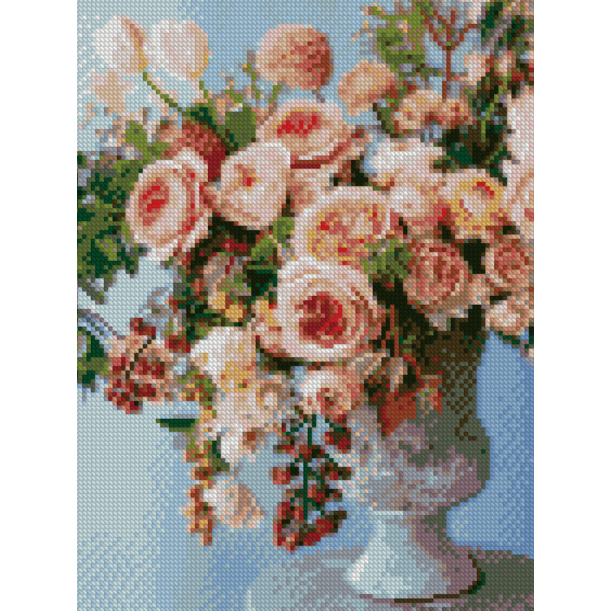 Алмазна мозаїка Strateg ПРЕМІУМ Букет пудрових троянд 30х40 см HX150