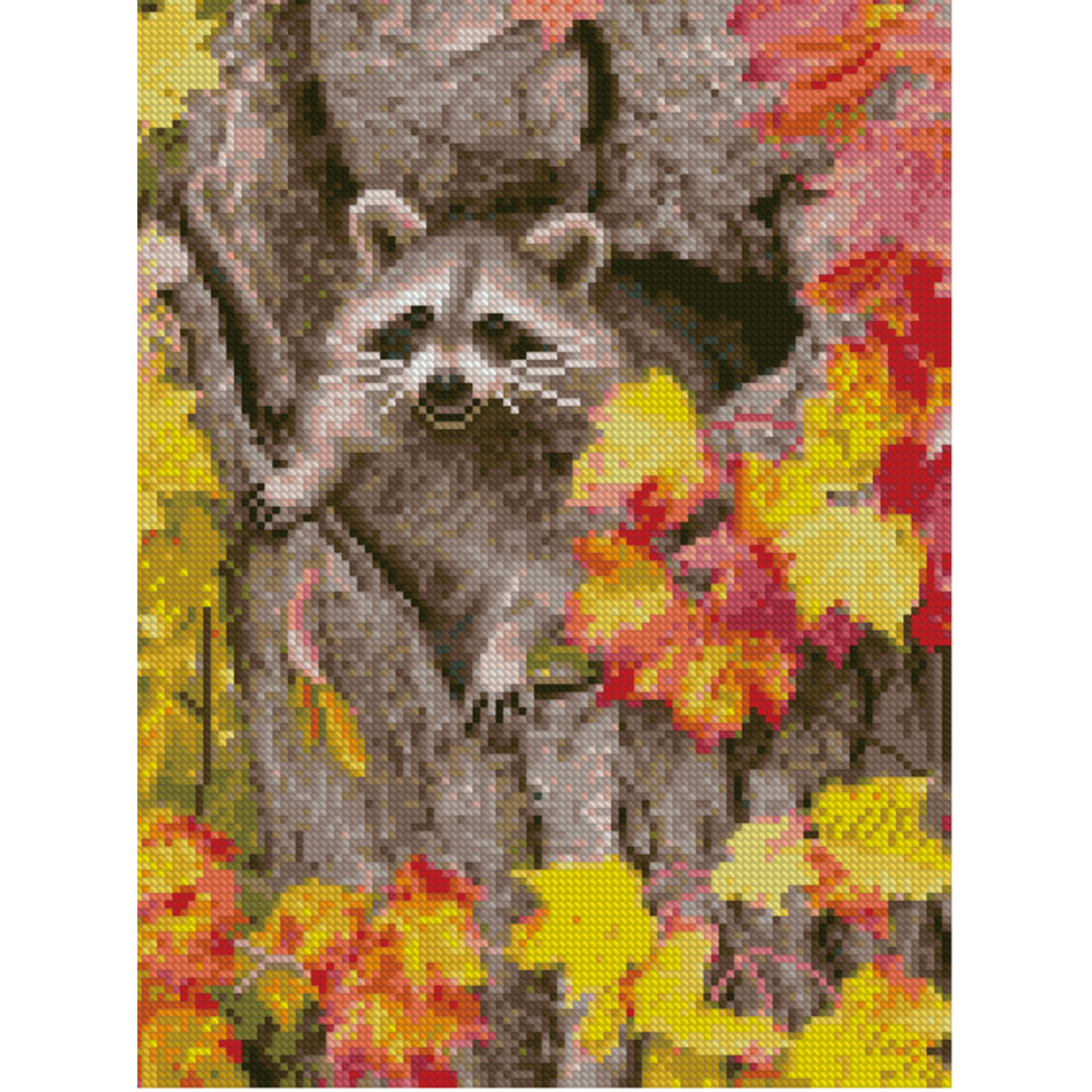 Diamond mosaic Premium HX182 "Raccoon in autumn", size 30x40 cm
