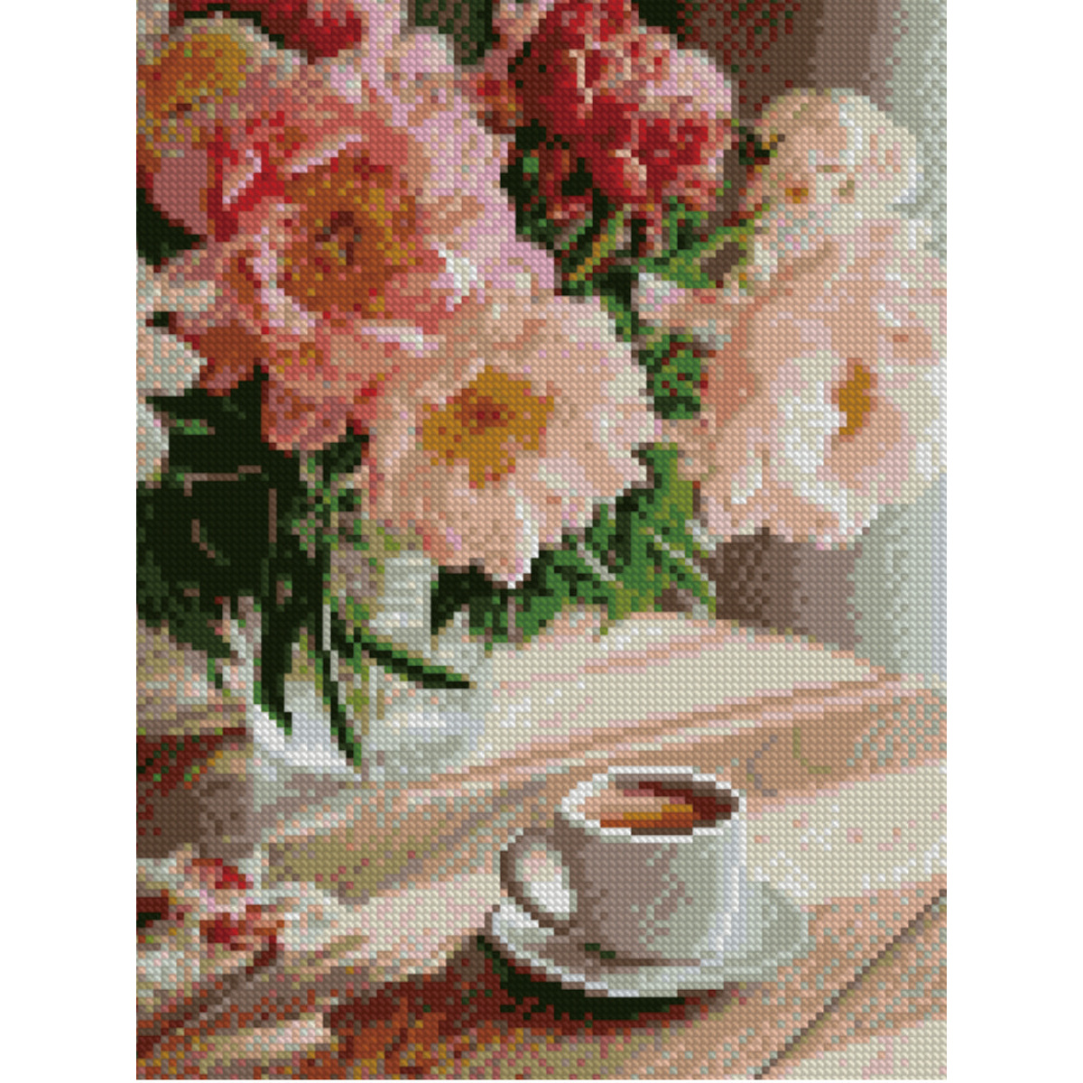 Diamond mosaic Premium HX259 "Peonies for coffee", size 30x40 cm