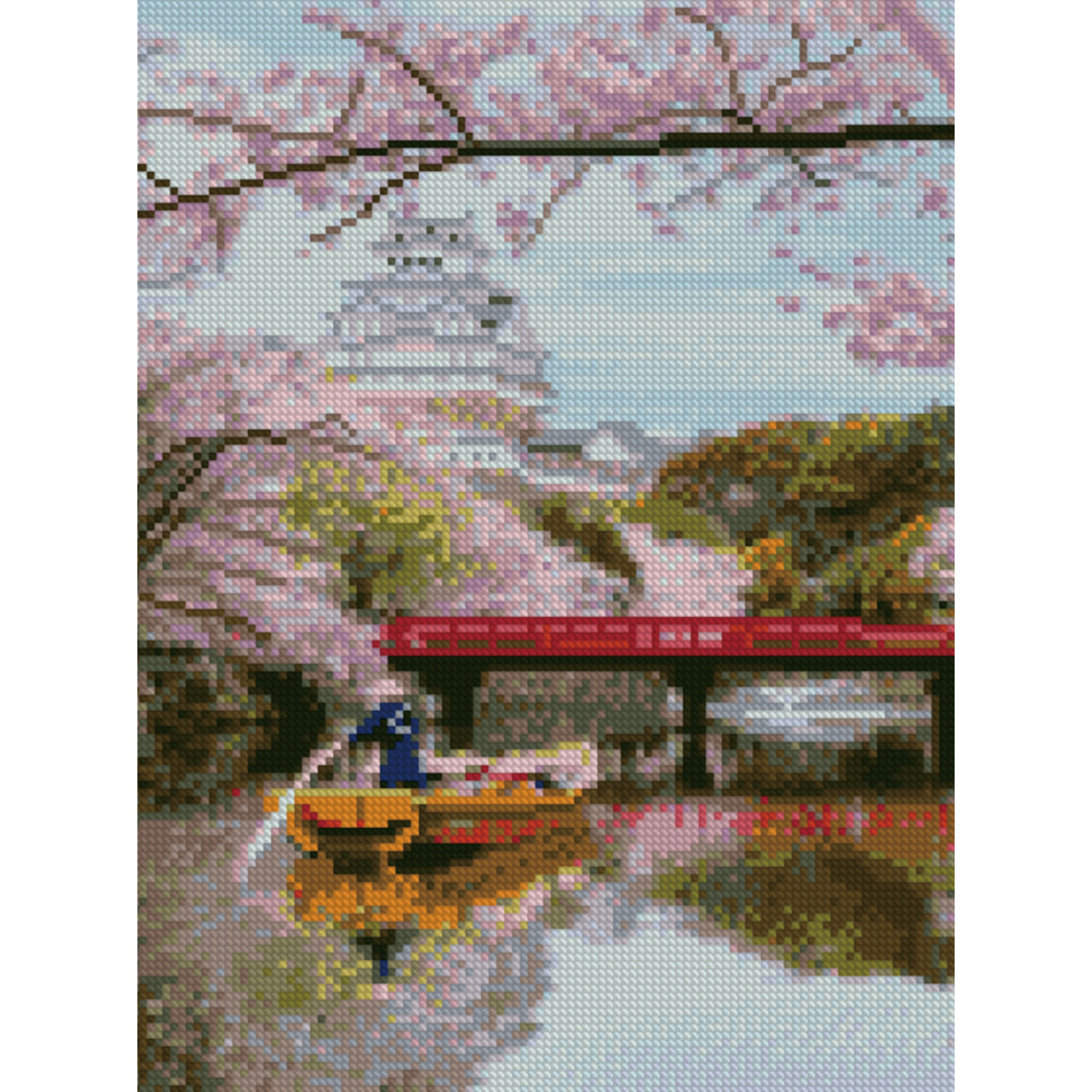 Diamond mosaic Premium HX277 "Sakura on the water", size 30x40 cm