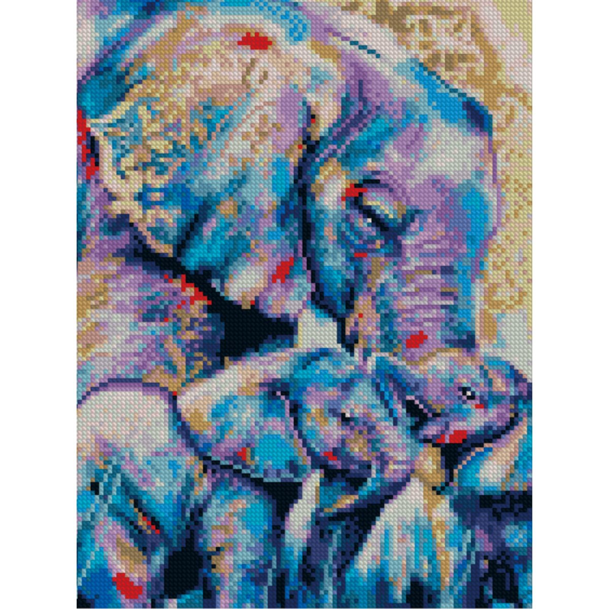 Diamond painting HX289 "Mother with elephants", size 30x40 cm