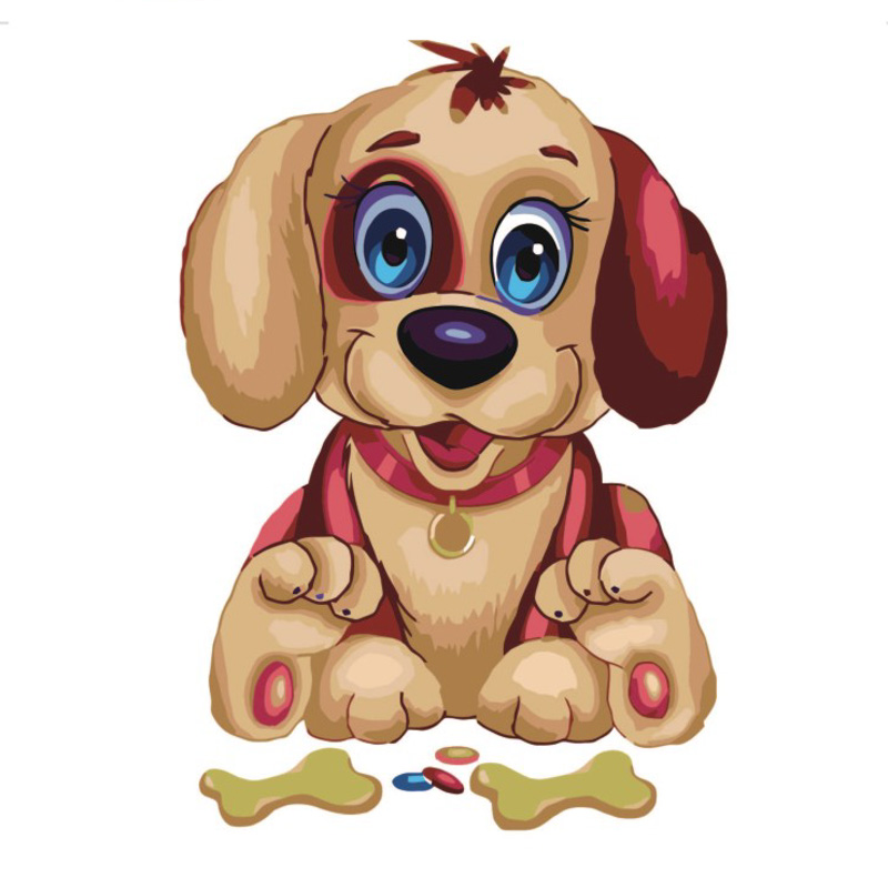 Set for painting by numbers ES009 "Cheerful puppy", size 30x30 cm