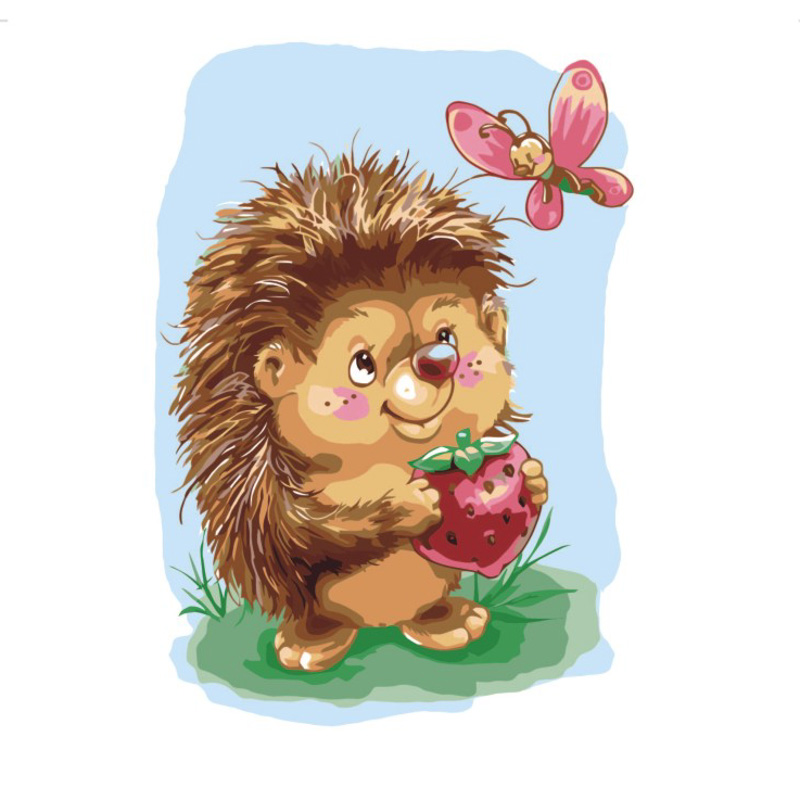 Set for a list on numbers ES021 "Hedgehog with a strawberry", the size is 30х30 cm