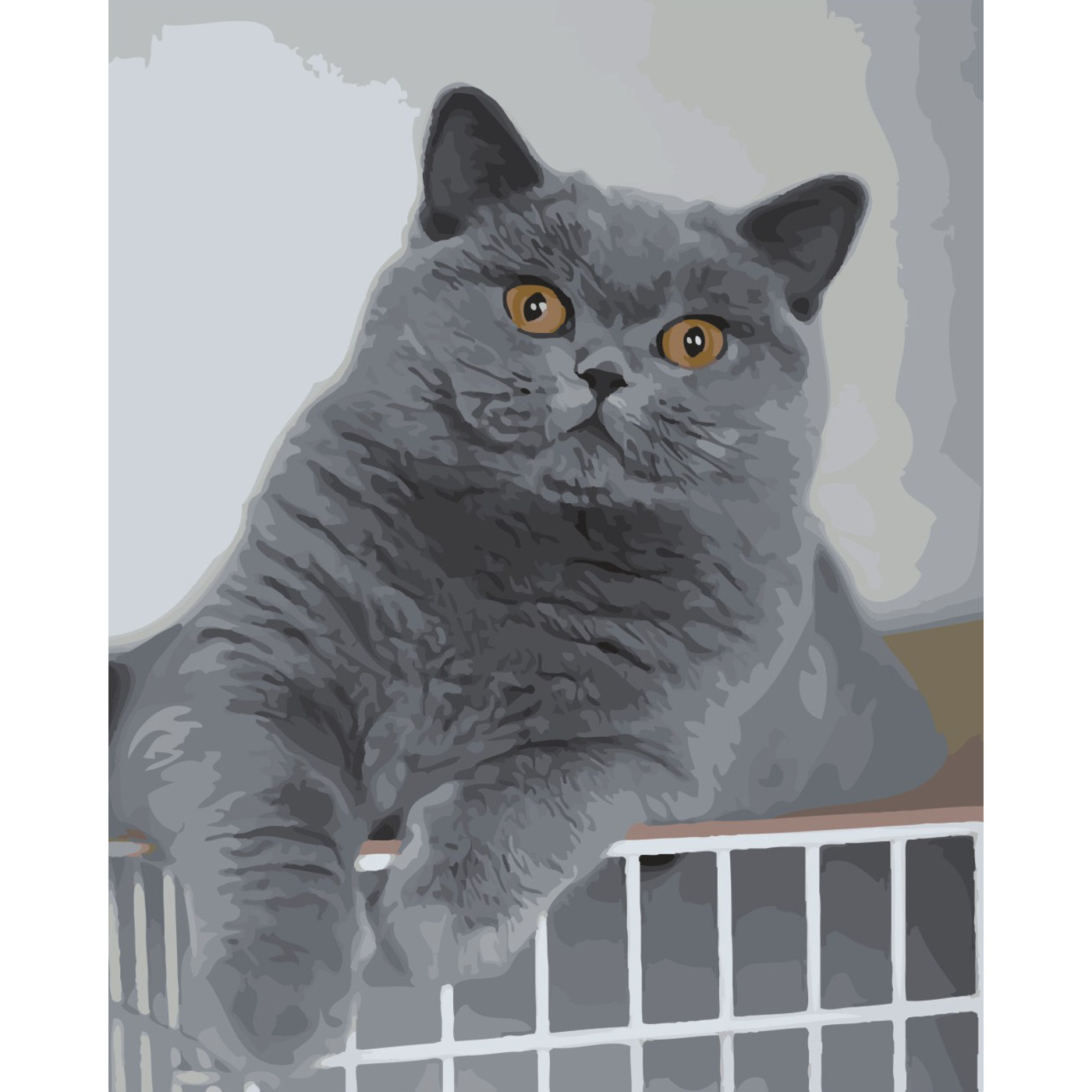 Картина за номерами Strateg ПРЕМІУМ Цікавий котик з лаком розміром 40х50 см SY6450