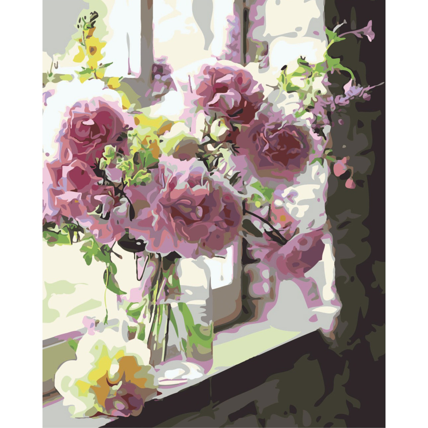 Картина за номерами Strateg ПРЕМІУМ Квіти у бутлі з лаком розміром 40х50 см SY6497
