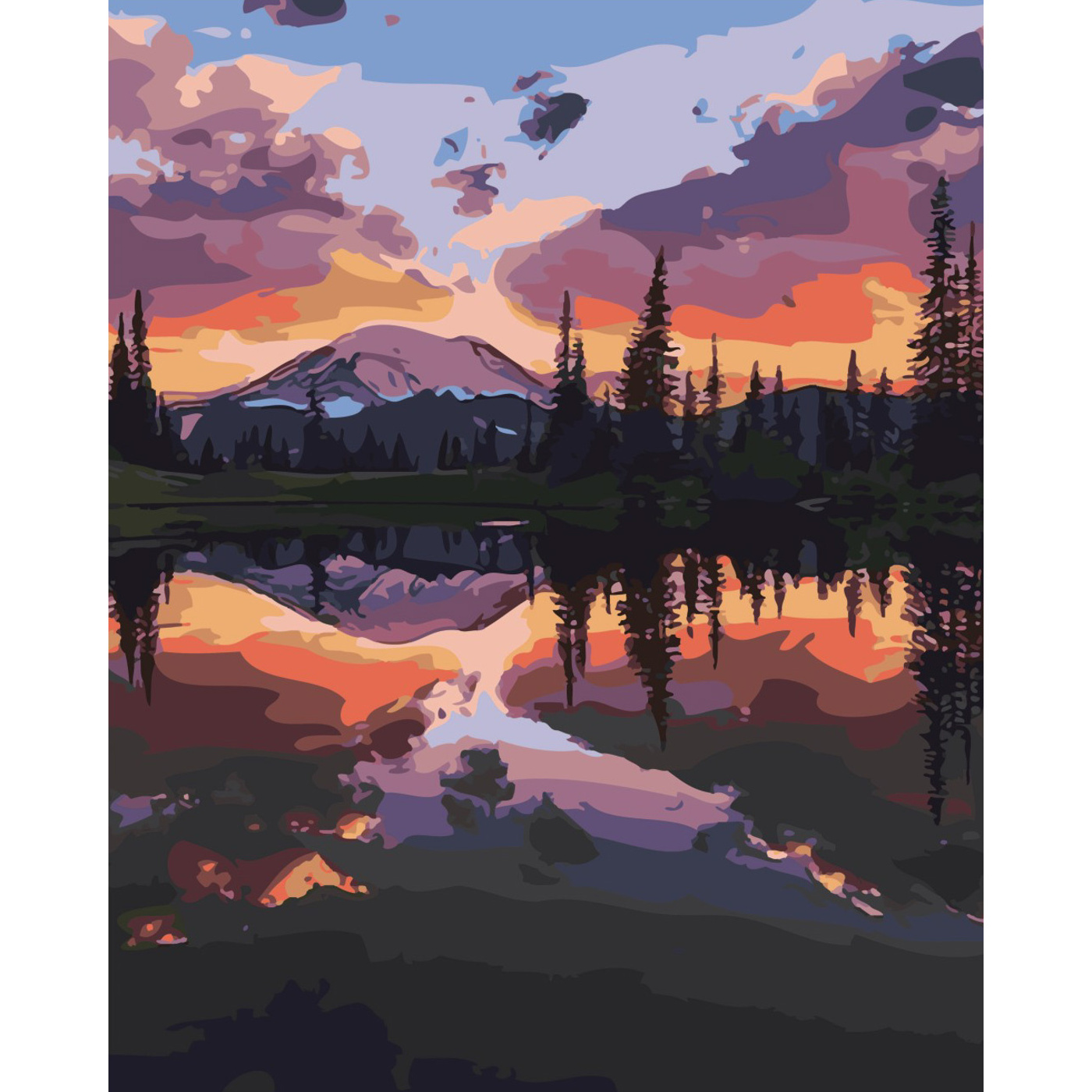 Set for painting by numbers SY6506 "Sunset in the mountains", size 40x50 cm