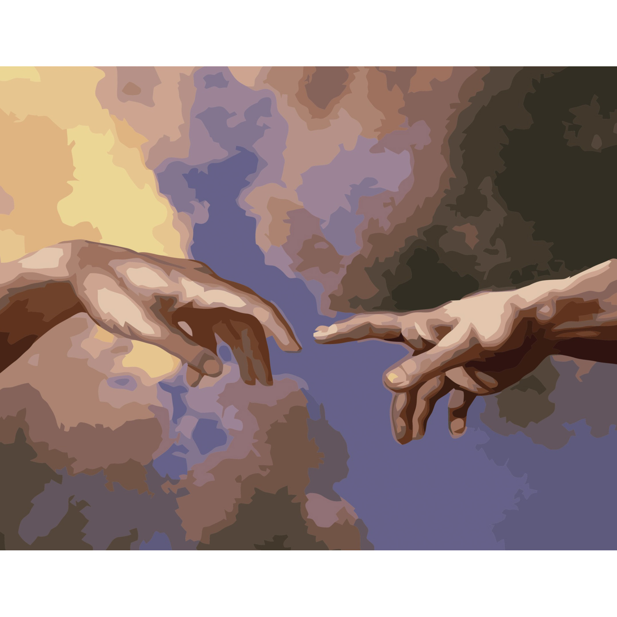 Картина за номерами Strateg ПРЕМІУМ Божественне торкання з лаком розміром 40х50 см VA-3359