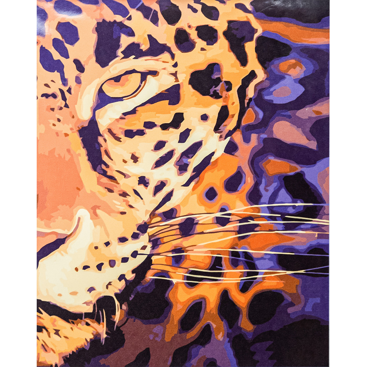 Картина за номерами Strateg ПРЕМІУМ Погляд леопарда з лаком та рівнем розміром 40х50 см VA-3366