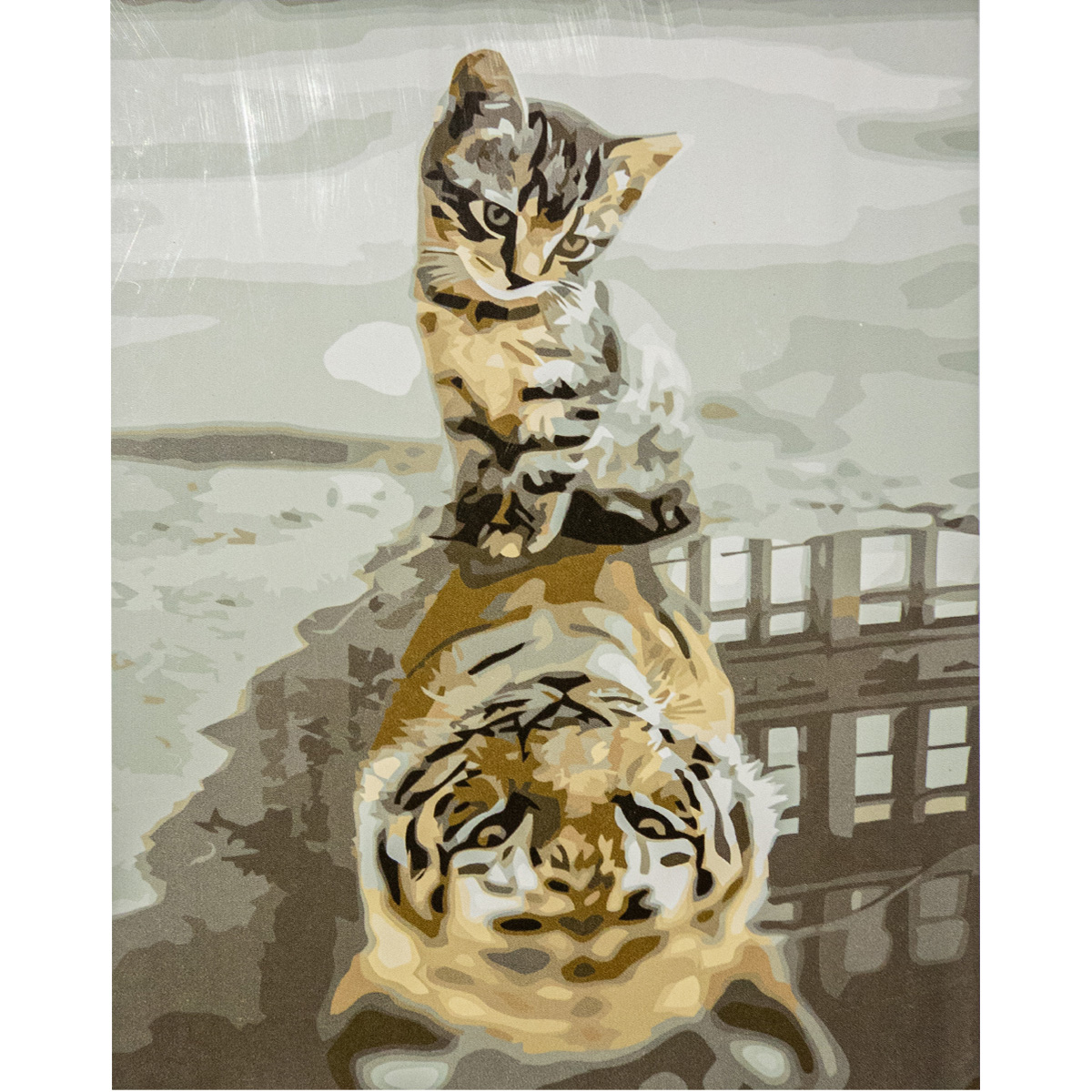 Картина за номерами ПРЕМІУМ Котик-тигр з лаком та рівнем з лаком та рівнем 40х50 см VA-3372