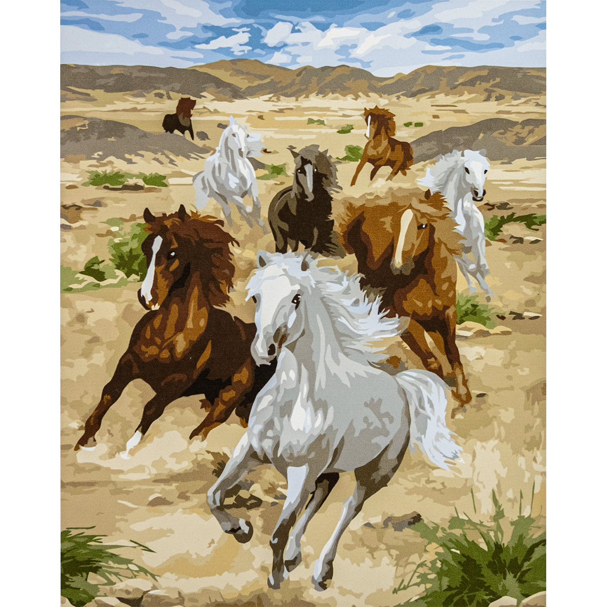 Paint by number Premium with varnish and level VA-3390 "Herd of horses", with varnish and level size 40x50 cm