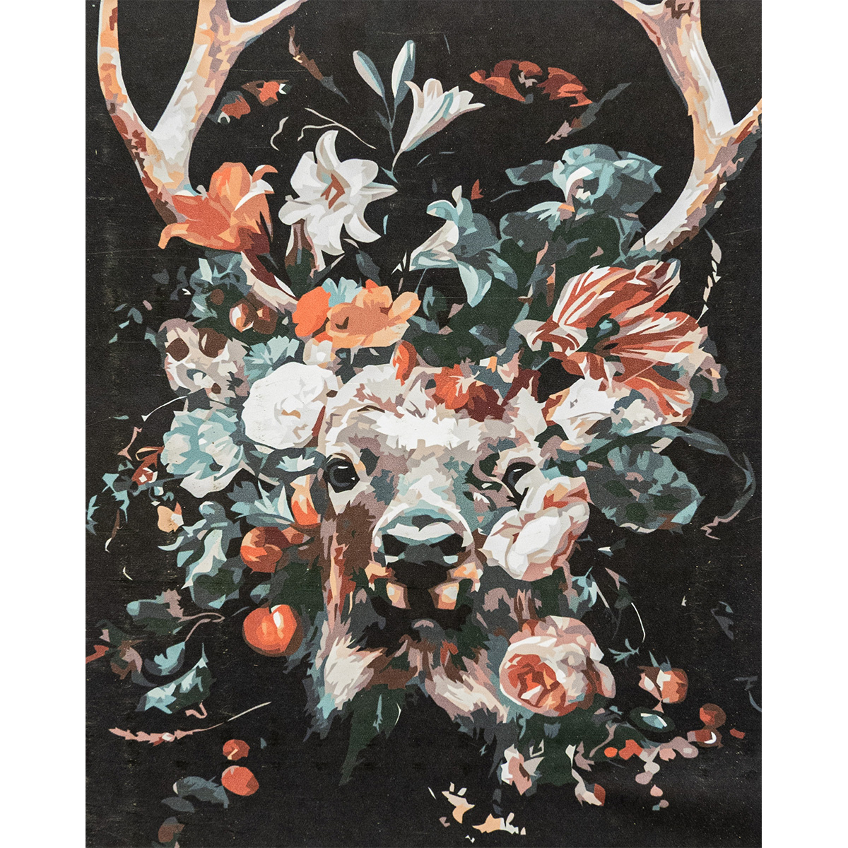 Paint by number Premium with varnish and level VA-3396 "Deer in flowers", with varnish and level size 40x50 cm