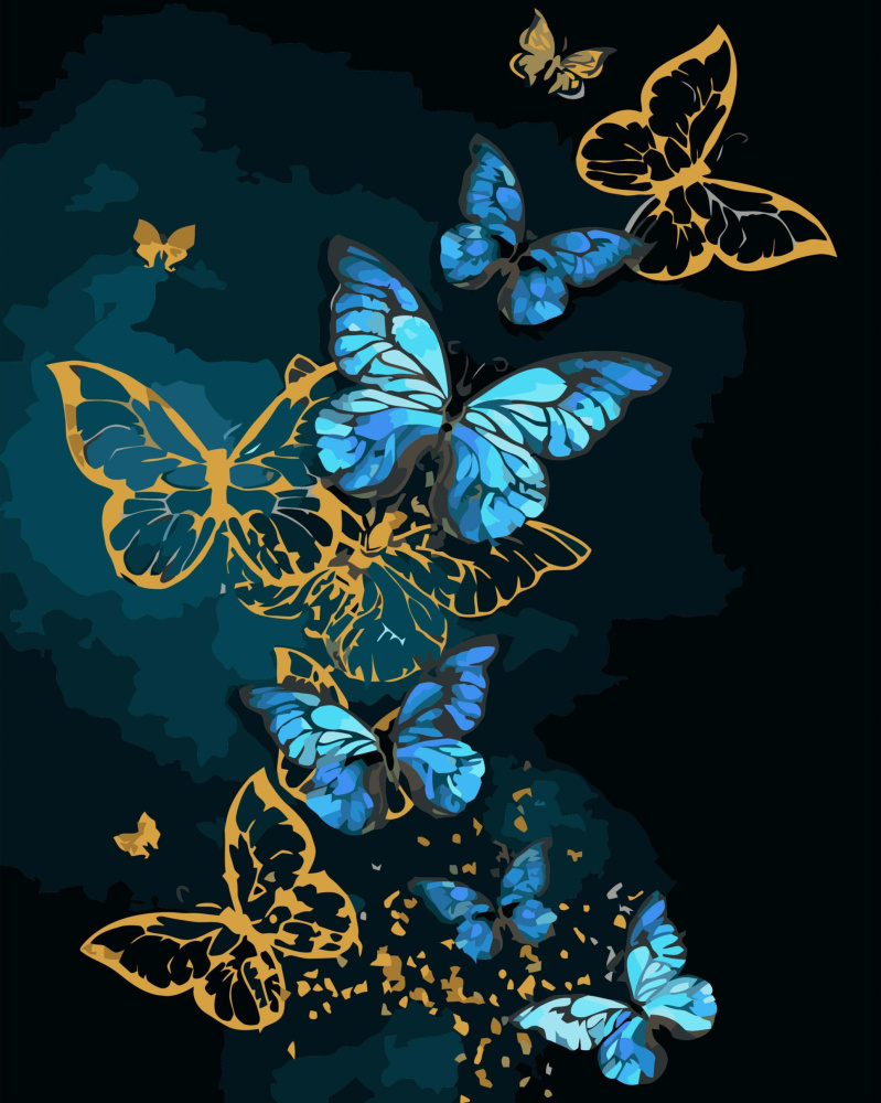 Картина за номерами Strateg ПРЕМІУМ Дивовижні метелики з лаком та рівнем розміром 40х50 см VA-3406
