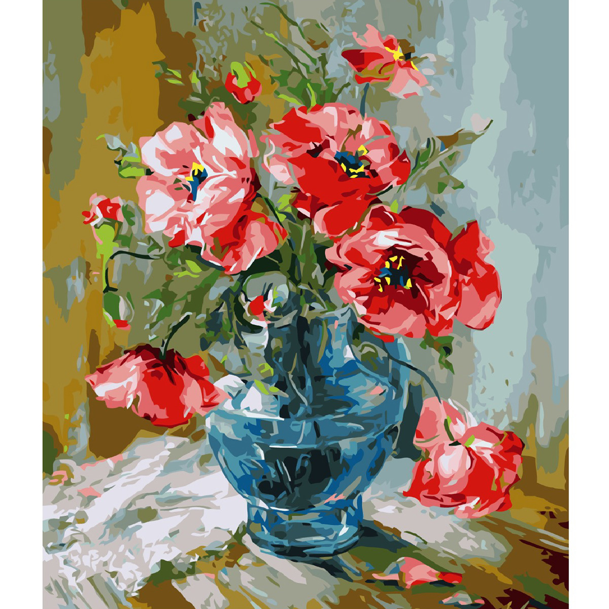 Picture by numbers Strateg PREMIUM  Floral still lifewith varnish and a level size 40x50 cm VA-1950